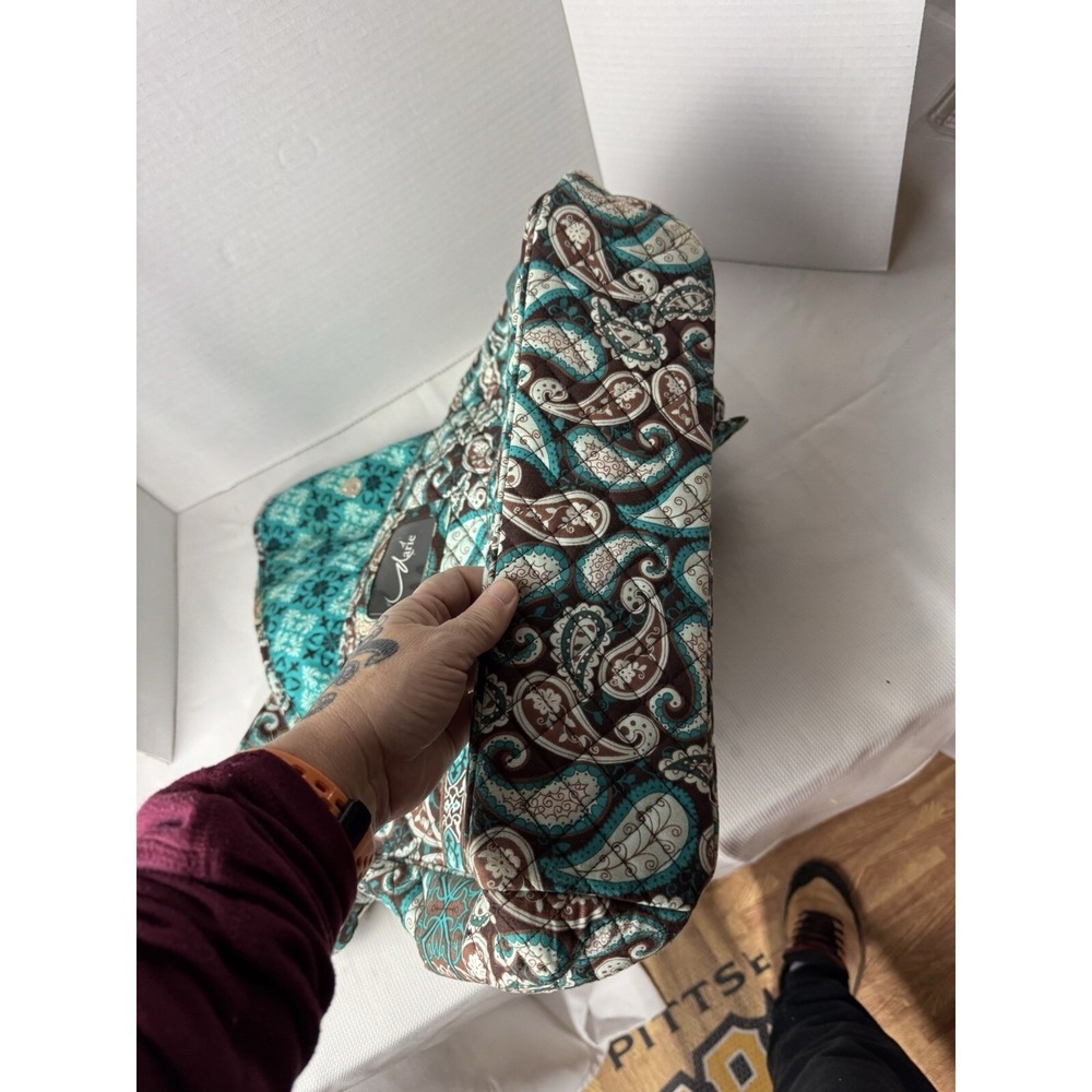 Marie By Giftcraft Paisley Shoulder Bag Turquoise Brown Quilted - Picture 9 of 16